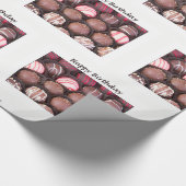 Verjaardag chocolade truffels wikkelpapier cadeaupapier (Hoek)
