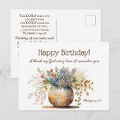 Verjaardag Christelijke Bijbelvers Elegante bloems Briefkaart (Voorkant / Achterkant)