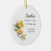 Verjaardag Chrysanthemum Gepersonaliseerd Keramisch Ornament (Rechts)