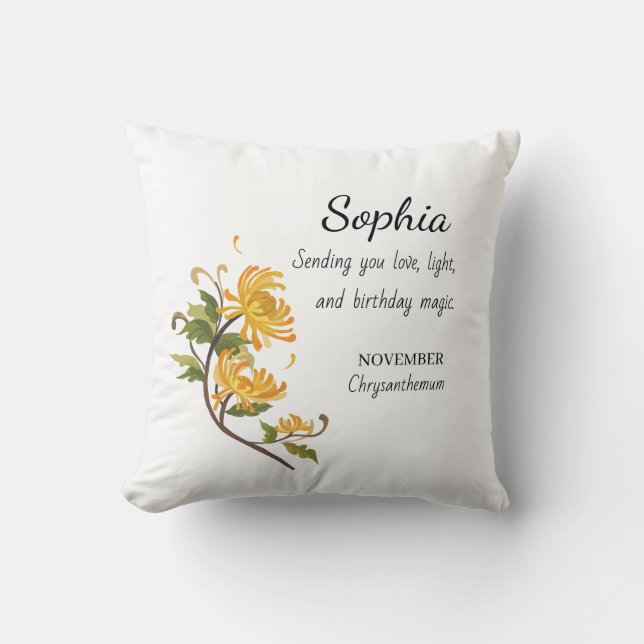 Verjaardag Chrysanthemum Persoonlijk Kussen (Voorkant)