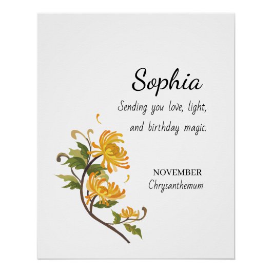 Verjaardag Chrysanthemum Persoonlijk Perfect Poster (Voorkant)