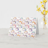 Verjaardag Chubby Cartoon Cat Collectie met harten Kaart (Gele Bloem)