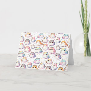 Verjaardag Chubby Cartoon Cat Collectie met harten Kaart