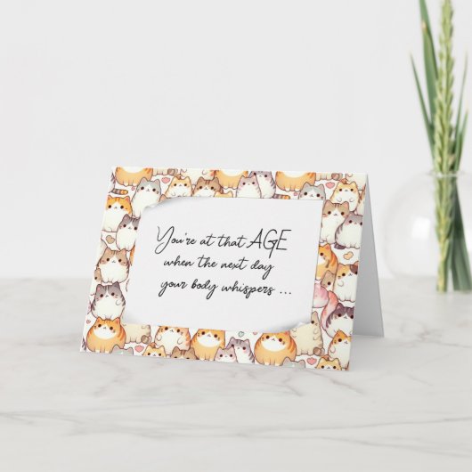 Verjaardag Chubby Cartoon Cats Humor Kaart (Voorkant)