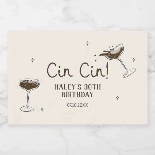 Verjaardag Cin Espresso Martini Sparkling Wijnetiket (Enkel label)