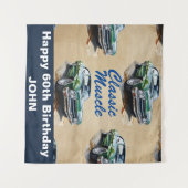 Verjaardag Classic Muscle Car achtergrond Wandkleed (Voorkant (horizontaal))