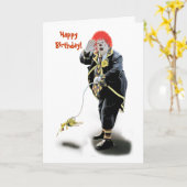 Verjaardag clown Kaart (wit) (Gele Bloem)