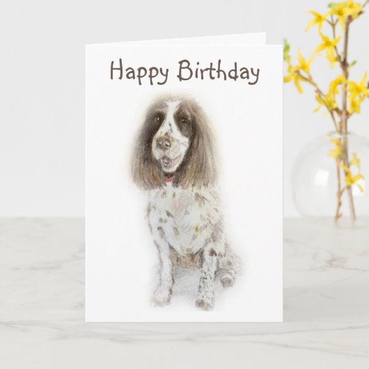 Verjaardag Cocker Spaniel Kaart (Gele Bloem)