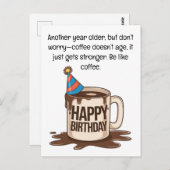 Verjaardag Coffee Cup Kaart: brouwrijke wensen Briefkaart (Voorkant / Achterkant)