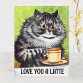 VERJAARDAG COFFIE KAT KUNST LIEFDE GROOT KAART KAA (Gele Bloem)