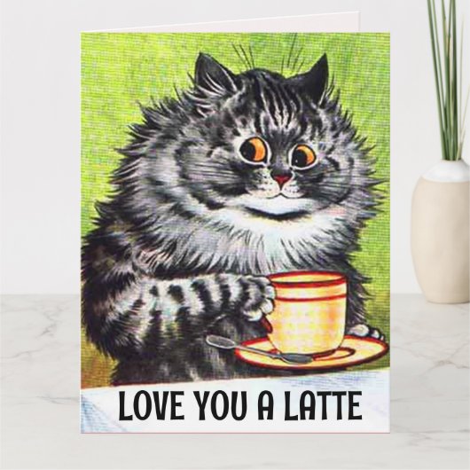VERJAARDAG COFFIE KAT KUNST LIEFDE GROOT KAART KAA (Voorkant)