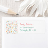 Verjaardag Confetti Kleurrijk Schattige Retouradre Etiket (Insitu)