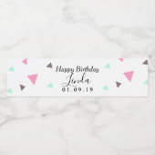 Verjaardag  Confetti Roze Mix Vormen  Waterfles Etiket (Enkel label)