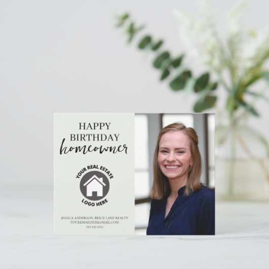 Verjaardag Contact Info Foto Vastgoed   Briefkaart (Staand voorkant)