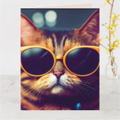 VERJAARDAG COOL CAT WENSKAARTEN KAART (Gele Bloem)