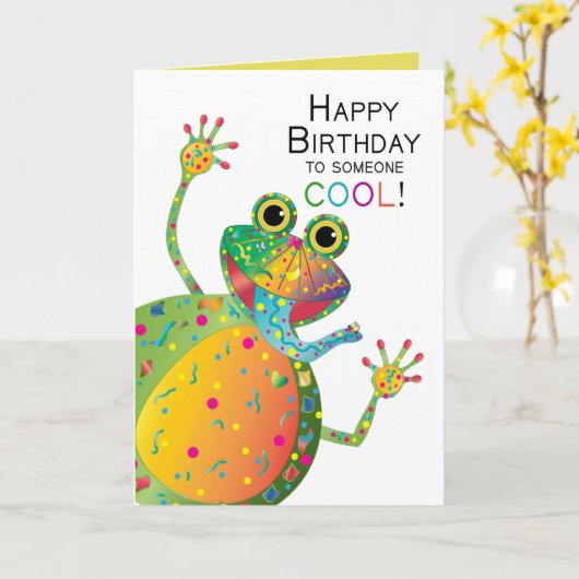 Verjaardag, COOL, Frog, Kaleidoscope Collectie Kaart (Gele Bloem)