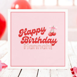 Verjaardag Coquette Kersen Bogen Bubble Letters Servet