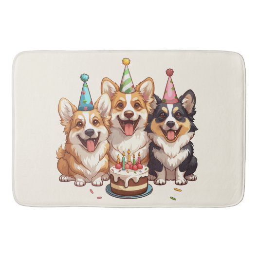 Verjaardag Corgi Dogs Badmat (Voorkant)
