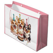 Verjaardag Corgi Dogs Groot Cadeauzakje (Voorkant Gekanteld)