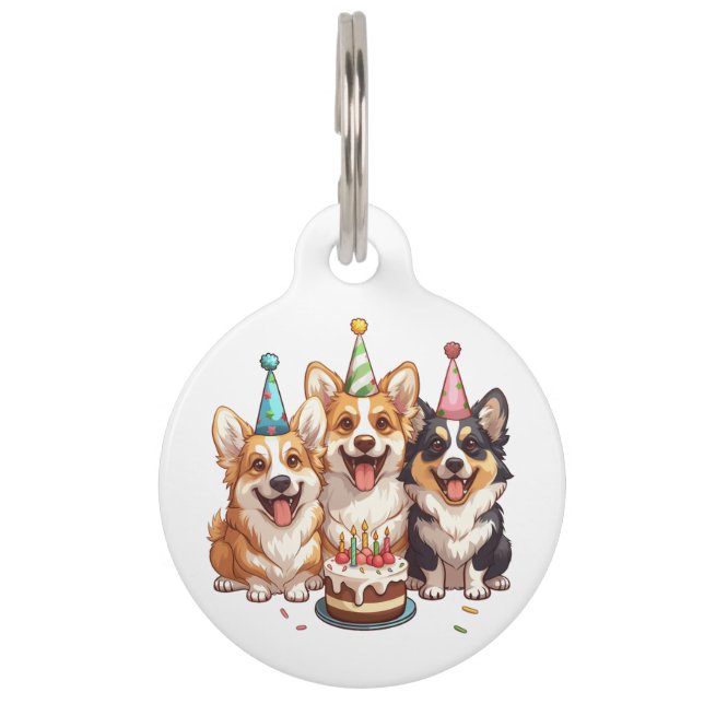 Verjaardag Corgi Dogs Huisdierpenning (Voorkant)