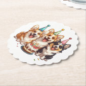 Verjaardag Corgi Dogs Kartonnen Onderzetters (Gekanteld)