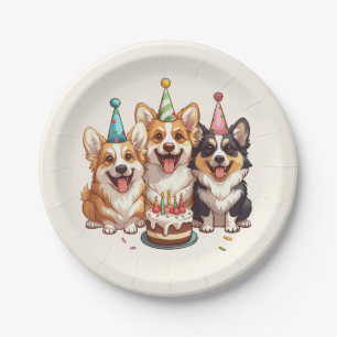 Verjaardag Corgi Dogs Papieren Bordje