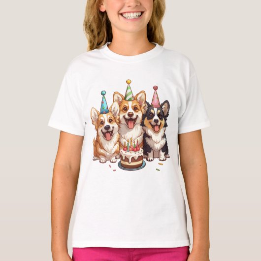 Verjaardag Corgi Dogs T-shirt (Voorkant)