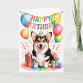 Verjaardag Corgi Hond Feestje Kaart (Voorkant)