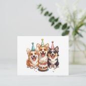 Verjaardag Corgi Honden Briefkaart (Staand voorkant)