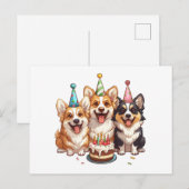 Verjaardag Corgi Honden Briefkaart (Voorkant / Achterkant)
