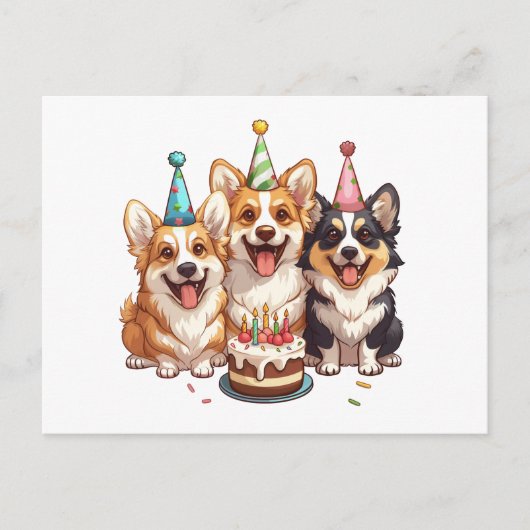 Verjaardag Corgi Honden Briefkaart (Voorkant)