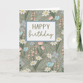 Verjaardag Cottagecore Bloemen Kaart