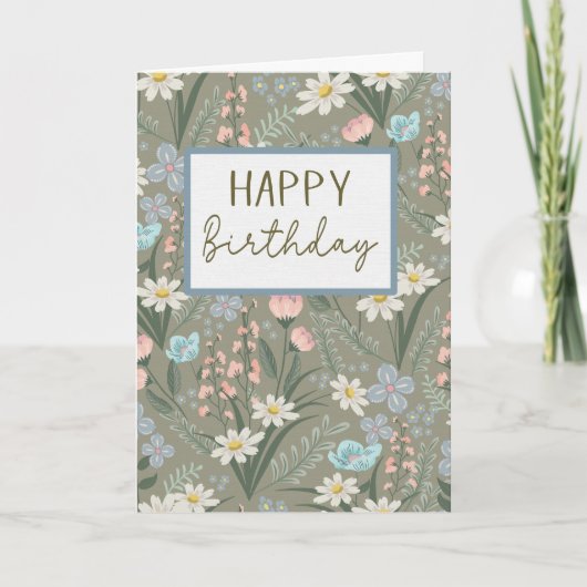 Verjaardag Cottagecore Bloemen Kaart (Voorkant)