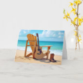 Verjaardag Cowboylaarzen en gitaar op het strand Kaart (Gele Bloem)