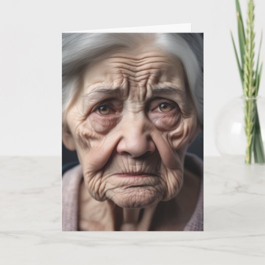 Verjaardag Cranky Old Lady Gezicht Kaart (Voorkant)
