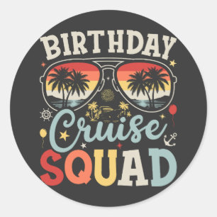 Verjaardag Cruise Squad Groep Familie Matching Ronde Sticker