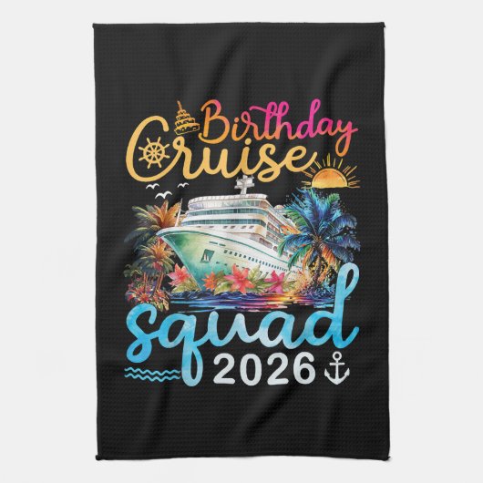 Verjaardag Cruise Team 2026 Theedoek (Verticaal)