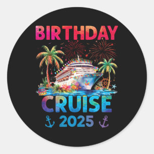 Verjaardag Cruise Trip Outfits 2025 Uni-volwassene Ronde Sticker