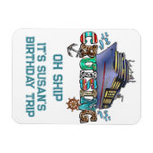 Verjaardag cruisen gepersonaliseerd op schip magneet (Horizontaal)