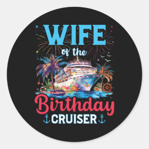 Verjaardag Cruiser Familie Vakantie Matching Kledi Ronde Sticker