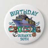 Verjaardag Cruising gepersonaliseerd Ronde Button 4,0 Cm (Voorkant)