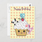 Verjaardag Cupcake Aanval! Briefkaart (Voorkant / Achterkant)