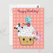 Verjaardag Cupcake Aanval! Briefkaart (Voorkant / Achterkant)