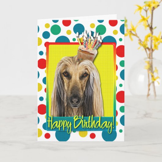 Verjaardag Cupcake - Afghaan Kaart (Gele Bloem)