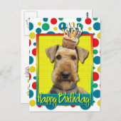 Verjaardag Cupcake - Airedale Briefkaart (Voorkant / Achterkant)