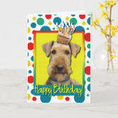 Verjaardag Cupcake - Airedale Kaart (Gele Bloem)