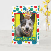 Verjaardag Cupcake - Australian Cattle Dog Kaart (Gele Bloem)