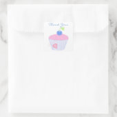 Verjaardag Cupcake Bedankt Vierkante Sticker (Tas)
