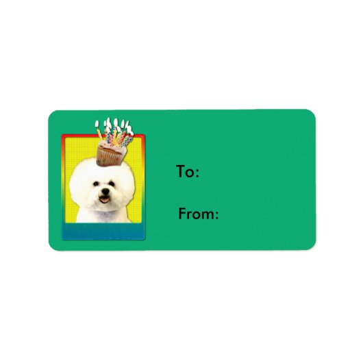 Verjaardag Cupcake - Bichon Frise Etiket (Voorkant)