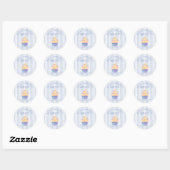 Verjaardag Cupcake Blauwe Streep Ronde Sticker (Vel)